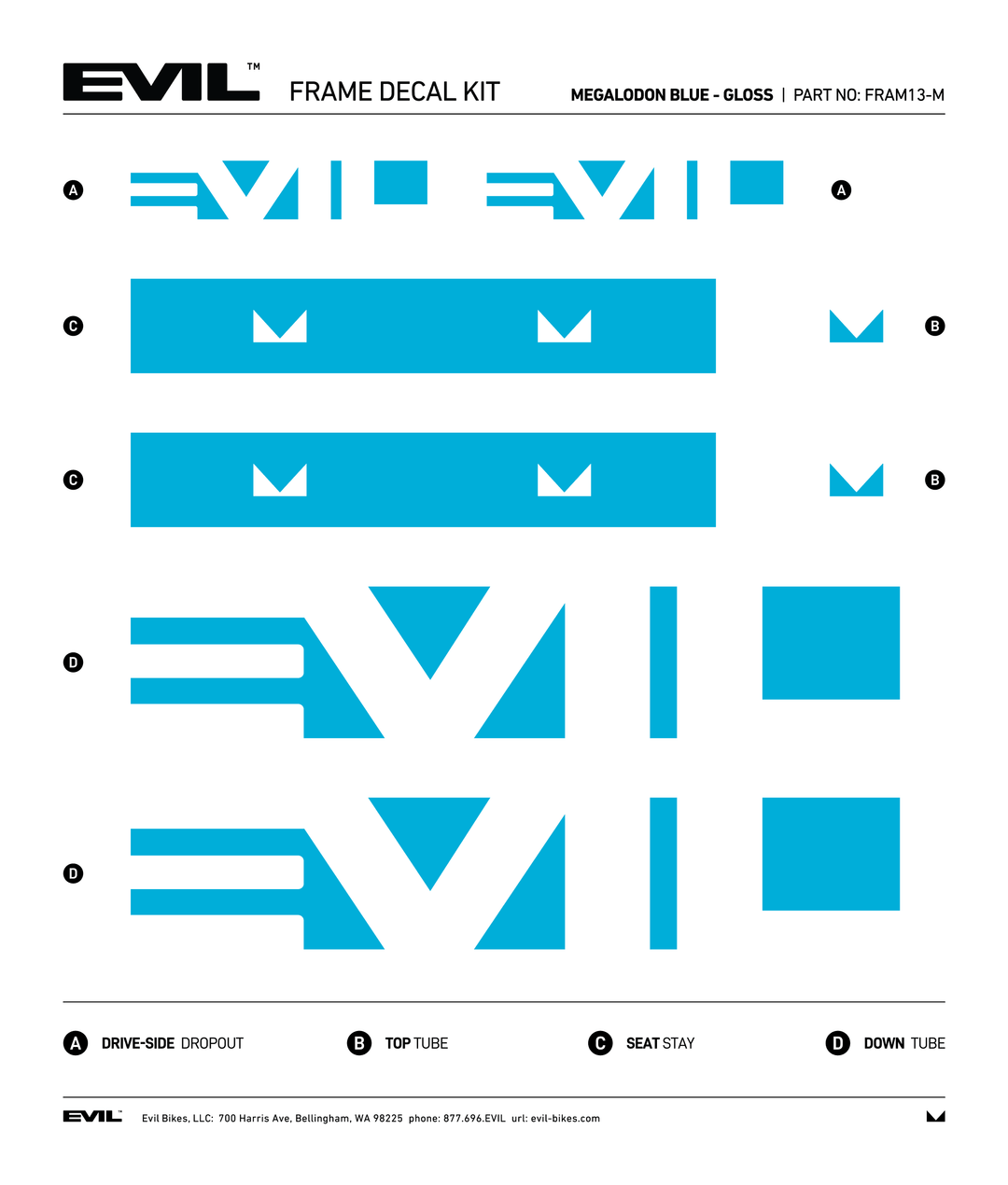 Frame Decal Kit - V2 - Evil Bikes USA