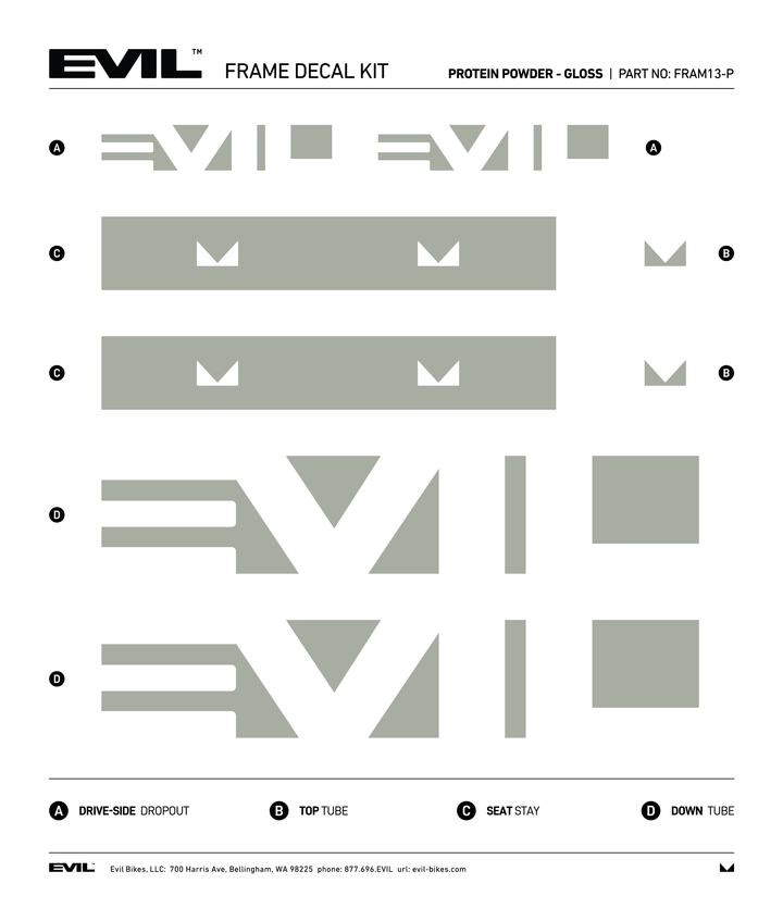 Frame Decal Kit - V2 - Evil Bikes USA